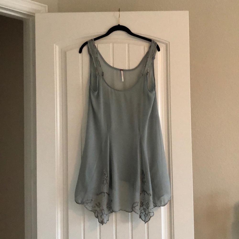 Free People Chiffon Beaded Top M